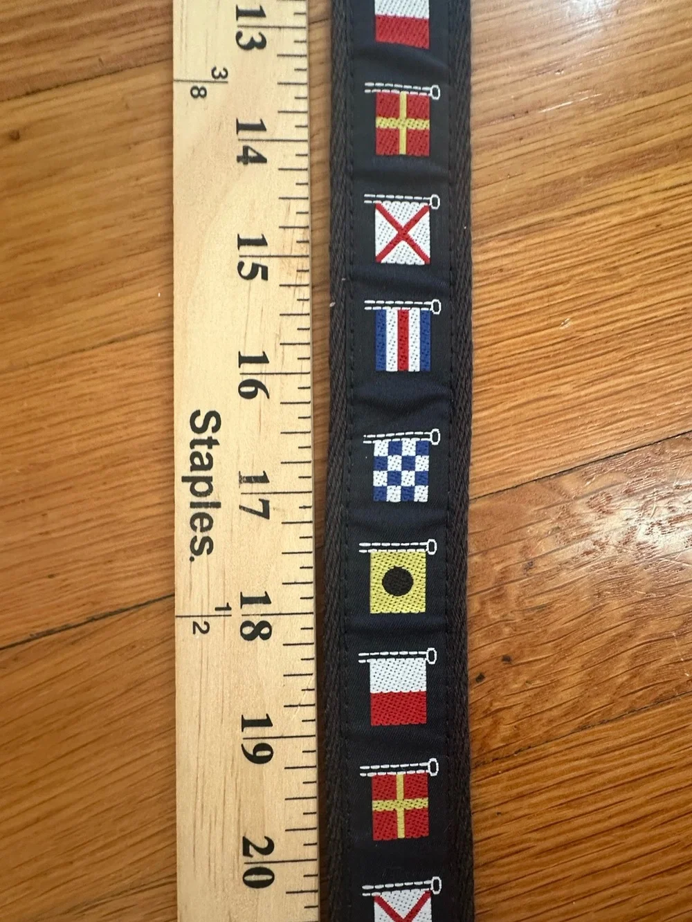Preppy Nautical  Leather-Trim Belt with Brass Buckle 36 classic yacht club